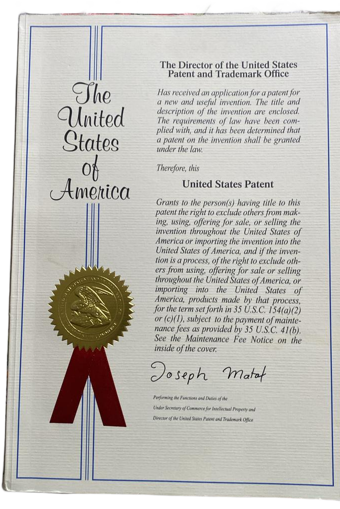 U.S. Patent grant certificate